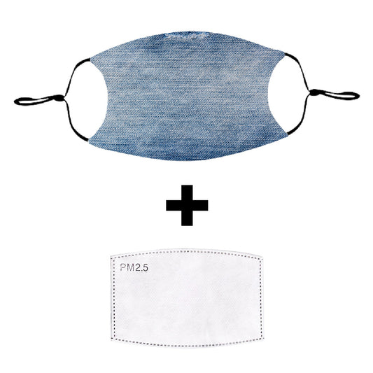 Blue Jeans Print Cloth Face Mask with Disposable PM2.5 Filter