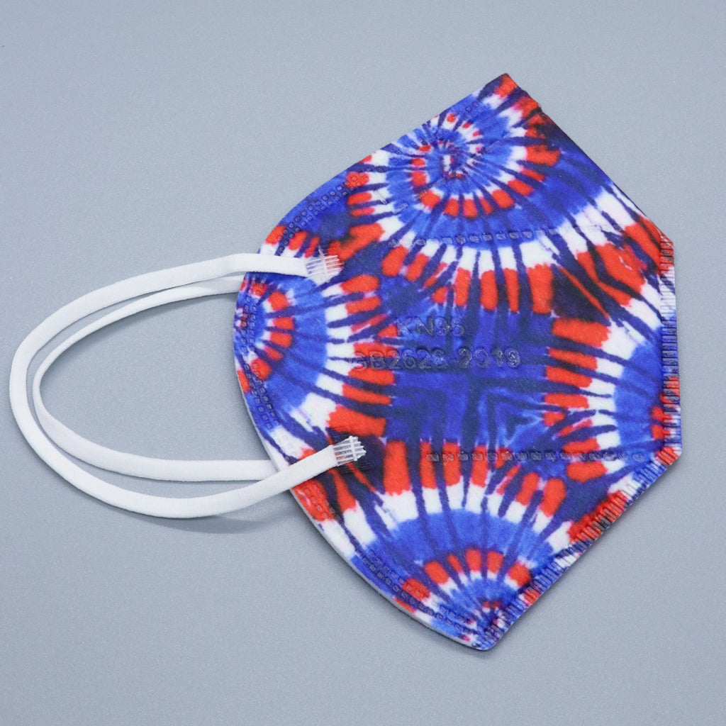 Wholesale Red, White and Blue Tie Dye KN95 Face Masks - Adult