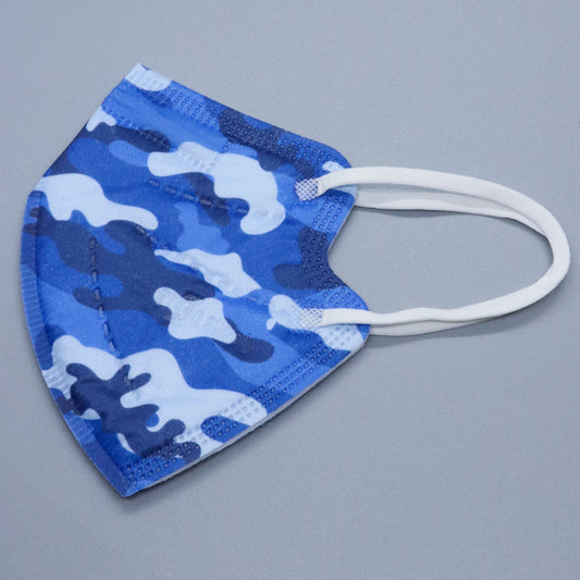 Blue Camo Kids KN95 Masks - Updated Shape